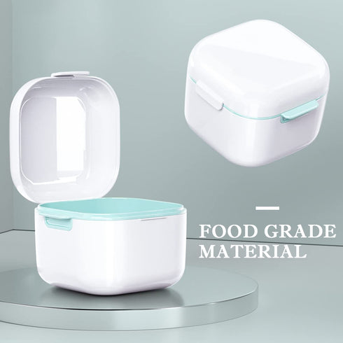 Denture Soak Container, Portable Denture Bath Box Cup, No-Leak Denture case,Retainer Cleaning Box Complete Clean Care for Dentures, Clear Braces, ...