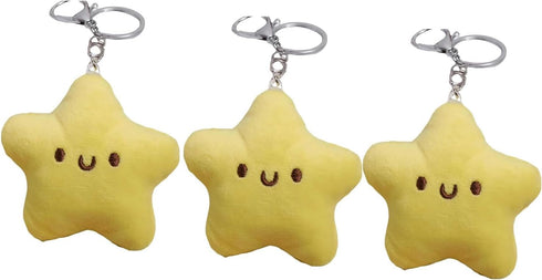 3 Pcs Yellow Plush Star Car Keychain Backpack Accessories Doll Pendant Heart Healing in Addition to Serving as a Keychain, for Backpack, Plush Wom...