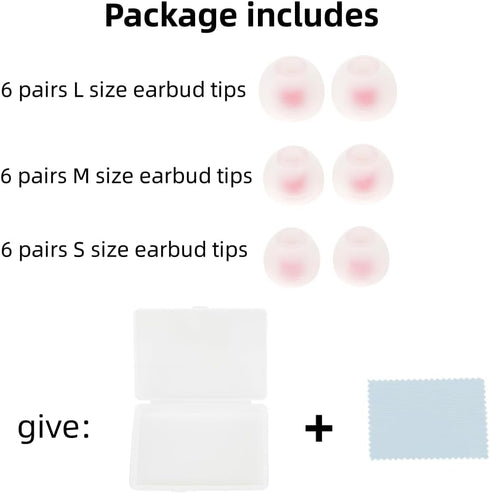 Earbuds Replacement Tips Silicone Earbud Tips Earpads Replacement Silicone Replacement Earbuds Tips for Bluetooth Earphones (Fit in Inner Hole 4.5...