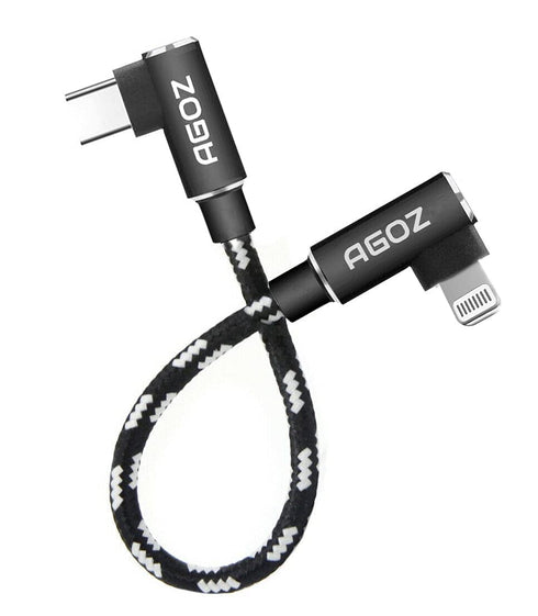 AGOZ Lightning to USB C Cable, 90° Right Angle, MFI Certified, Fast Charging, Braided, 6 inch, Compatible with iPhone, iPad, iPod, AirPods, CarPla...
