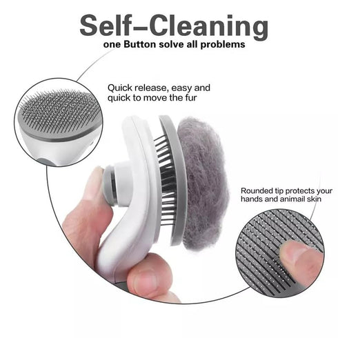 Cat Grooming Brush, pet brush hair remover, Self Cleaning Slicker Brushes for Dogs Cats, dog massage brush (GRAY)...