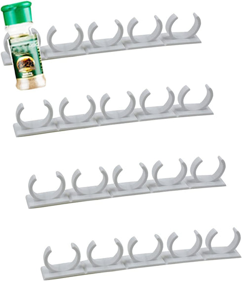4 Pack 20-Clips Spice Gripper Clip Wall Mounted Kitchen Spice Jar Rack,Organizer Rack,Seasoning Jar Storage Holder,Bottles Clip,Cupboard Spice Rac...