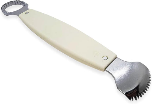 8¾" Long 2 Blades White Plastic Handle Coconut Grater - Vintage Traditional Thai Style Kitchen Tool Easy to Use Portable Stainless Steel Shredder ...
