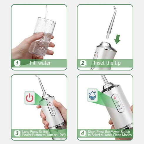 Water Flosser, Travel Bag, 4 Function Nozzles, Portable 3 Modes 220ml Water Tank Rechargeable IPX7, Waterproof...