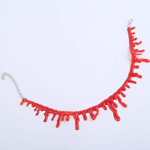 Halloween Dripping Blood Necklace Bloody Choker Collarbone Chain Horror Vampire Red Clavicle Necklace Drip Blood Pendants Women Cosplay Costume Pa...