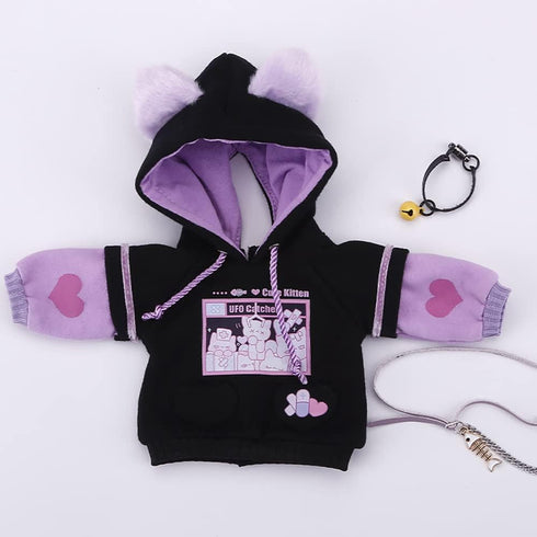 New 1/6, 1/4,1/3 BJD Doll Clothes Cute Cat Sweater Hoodie Jacket for Big 1/6, Yosd, 30cm/45cm/60cm Dolls Clothing BJD SD Doll Accessories (Black-P...