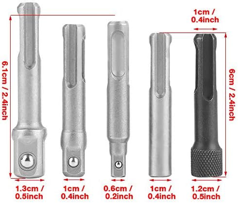 Socket to Drill Adpater 3PC SDS Plus Steel Socket Adapter 2PC SDS Socket Hexagonal Extension Electric Tool Accessories...