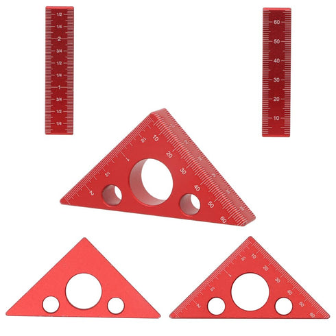 Aluminum 45/90 Degree Layout Thickened Triangle Ruler,Imperial and Metric Scales Isosceles Right Triangular high-Precision Measuring Ruler,Square ...