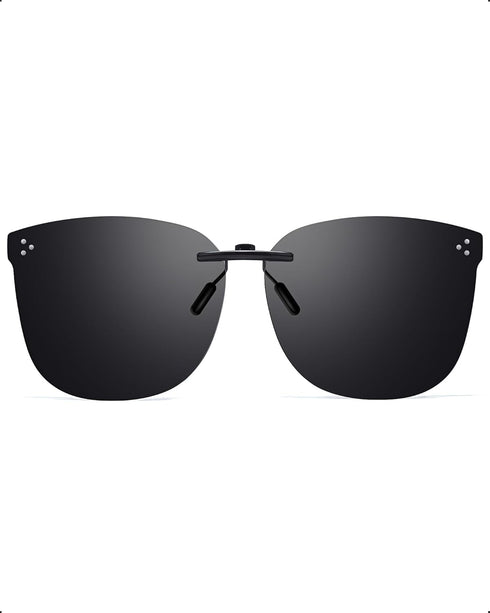 Black Polarized Clip On Sunglasses Over Prescription Glasses for Men Women, Fit Over Eyeglasses Trendy Shades...