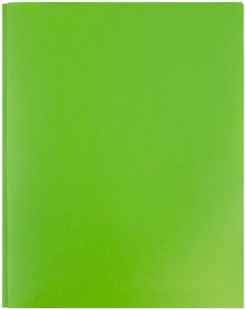 JAM PAPER Plastic 2 Pocket School POP Folders with Metal Prongs Fastener Clasps - Lime Green - 3/Pack...