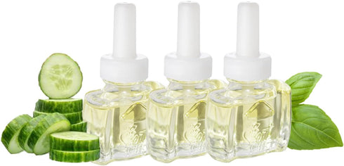 Scent Fill 100% Natural Cucumber Basil Plug in Air Freshener, Scented Oil Refills, 3 Refills...