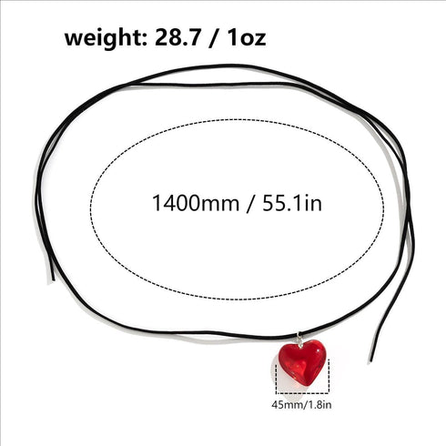 FunBoat Chunky Puffy Heart Necklace - Queen of Hearts Accessories - Big Glass Heart Goth Choker Pendant Necklace for Girls Teens Women...