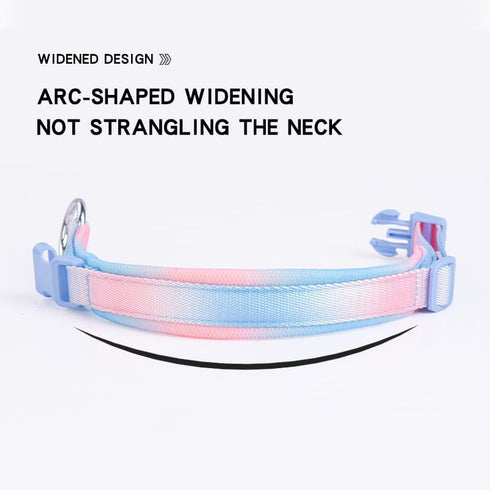 Fashionable Gradient Dog Collar: Macaron & Dopamine Shades with Breathable Mesh Padding for Comfort, Premium Woven Strap, Durable POM Buckle, and ...