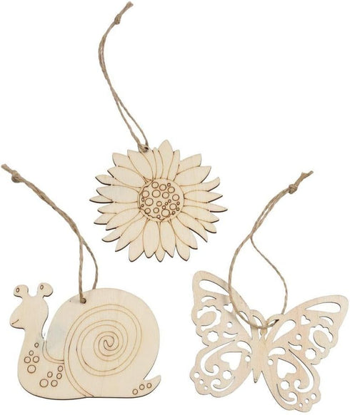 80pcs Unfinished Wooden Cutouts 8 Styles Wood Butterfly Flower Bee Slices Blank Wooden Paint Crafts Unfinished Wood Cutouts for DIY Painting Home ...