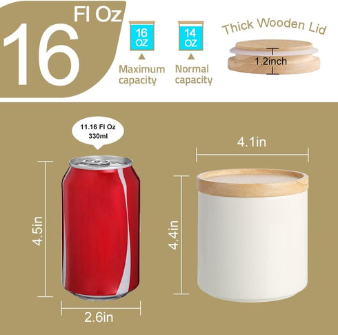 Sweejar Kitchen Canisters Ceramic Food Storage Jar, Stackable Containers with Airtight Seal Wooden Lid for Serving Ground Coffee, Tea, Sugar, Salt...
