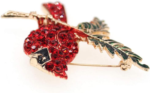 Red Rhinestone Northern Cardinal Brooch,Fashion Crystal Animal Birds Brooch for Women Christmas Bird Brooch...