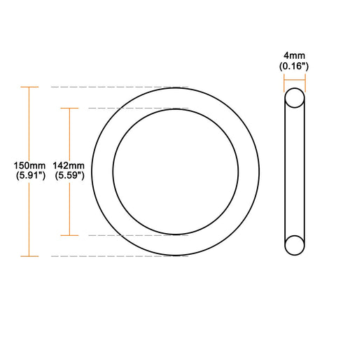 uxcell Nitrile Rubber O-Rings 150mm OD 142mm ID 4mm Width, Metric Sealing Gasket for Automotive Machine Plumbing, Pack of 5...