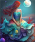 HONGYA ART DIY Paint by Numbers Kit for Adults Cartoon Character Beautiful Mermaid,Easy Acrylic Paint by Number for Adults On Canvas,Oil Painting ...