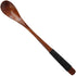2PCS Brown Length 7.5inch Wood Coffee Tea Spoon Scoops Mixing Stirrers with Long Handle and Black Cable Tie Soup Spoons Natural Wood Rice Serving ...