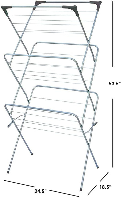 Home Basics Metal Clothes Rack for Hanging Clothes (Silver) 3 Tier Portable Clothes Rack for Swimsuits, Towels, Shirts, Pants, and Accessories | F...