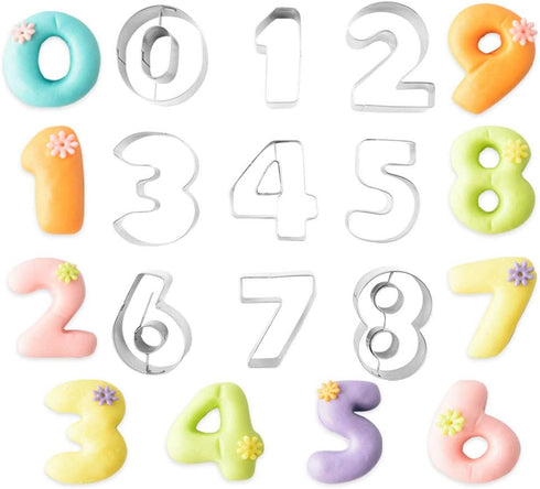 9-Piece Stainless Steel Numbers Cookie Cutter Mold Set Small Biscuits Fondant Chocolate Cutter Mould for DIY New Year Birthday Party Cookie...