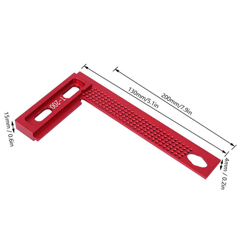 T-200 Woodworking Ruler L Square Ruler Aluminum Alloy Hole Ruler Measuring Tool Wear-Resistant Rust-Proof Portable Crossed-Out Tool Carpenter Scri...