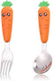Travel Cutlery Set Baby, 2 PCS Toddler Utensils, Kids Spoon And Fork Self-Feeding, Carrot Child Flatware Sets, Stainless Steel Fun Baby Silverware...