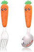 Travel Cutlery Set Baby, 2 PCS Toddler Utensils, Kids Spoon And Fork Self-Feeding, Carrot Child Flatware Sets, Stainless Steel Fun Baby Silverware...