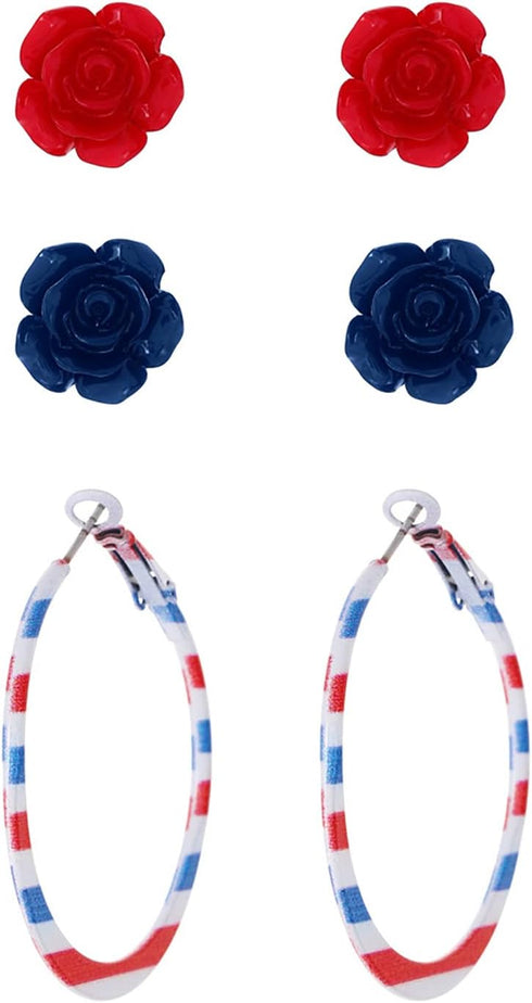 4th of July Earrings for Women,American Flag Drop Dangle Earrings Patriotic Star Earring for Independence Day Gift...