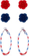 4th of July Earrings for Women,American Flag Drop Dangle Earrings Patriotic Star Earring for Independence Day Gift...