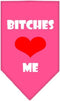 Mirage Pet Products Bitches Love Me Screen Print Bandana for Pets, Small, Bright Pink...