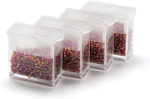 FASHEWELRY 20Pcs 1x1” Plastic Flip Top Seed Bead Small Storage Containers Diamond Painting Box Rectangle Transparent Box Organizers for 5D Embroid...