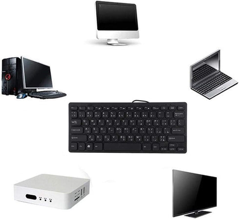 Arabic Keyboard, Wired Mini Portable Keyboard, USB Interface for Desktop Computer 78 Keys, Ultra-Thin Mini Industrial Silent Business Wired Keyboa...