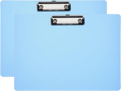 PATIKIL 12.4 x 8.86 Inch Clipboard Landscape, 2 Pack A4 PP Plastic Office Clipboards Low Profile Clip for Office Drawing Sketching, Blue...
