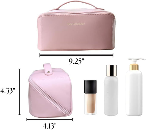 Large Capacity Beauty Bag, Travel Design, Waterproof Fabric Cosmetic bag, Open Flat Beauty Bag, Durable Fixed Divider and Double-Stitched Handle (...