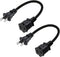 2-Pack Polarized USA Outlet Saver Power Extension Cord Cable 125V 10A 2-Prong 2 Outlets for NEMA 5-15P to NEMA 5-15R (1.6ft/50cm)...