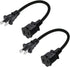 2-Pack Polarized USA Outlet Saver Power Extension Cord Cable 125V 10A 2-Prong 2 Outlets for NEMA 5-15P to NEMA 5-15R (1.6ft/50cm)...
