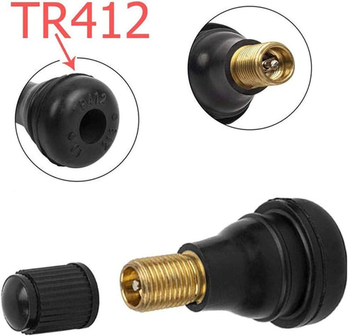 Tire Tyre Valve Stem 12 Pcs Car Tire Valve Stem TR412 TR414 Cap Rubber for Tubeless Rim Holes on Standard Vehicle Tires...