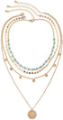 Boho Choker Women Necklace Gold Turquoise Coin Pendant Layered Necklaces Chain Glitter Bohemia Sequin Tassel Necks Jewelry for Women...