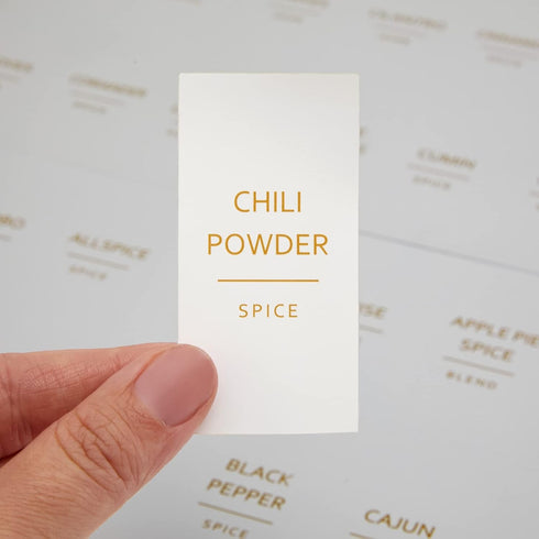 Talented Kitchen 140 Pack of Minimalist Spice Jar Labels, Preprinted, Water Resistant Stickers (Gold Text)...