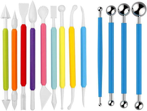 13PCS Fondant Tool, Cake Decorating Hand Tool, Double Head Metal Ball, Gum Paste Modeling Tools...