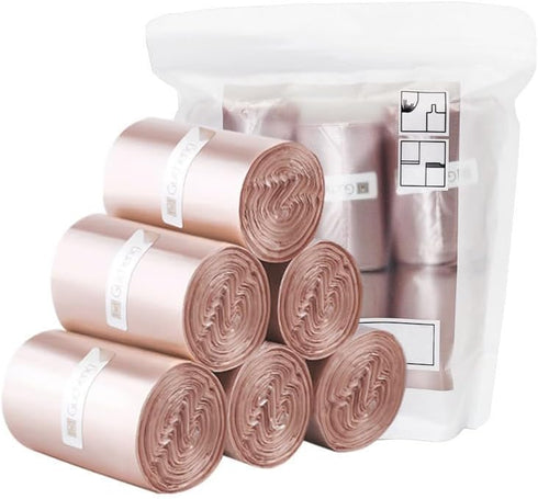 H&W 240 Counts Strong Trash Bags,0.5 Gallon Mini Garbage Bags for Small Trash Can,Desktop Trash Bin,Fit 2 Liters or Less Trash Can(6 Rolls,Rose Go...