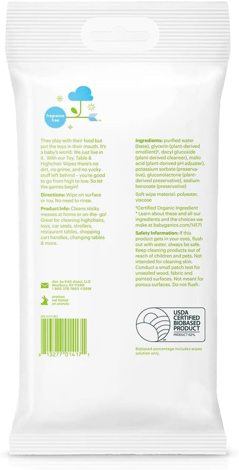 Babyganics Toy and Table Wipes, 25 ct, Quick & Convenient...