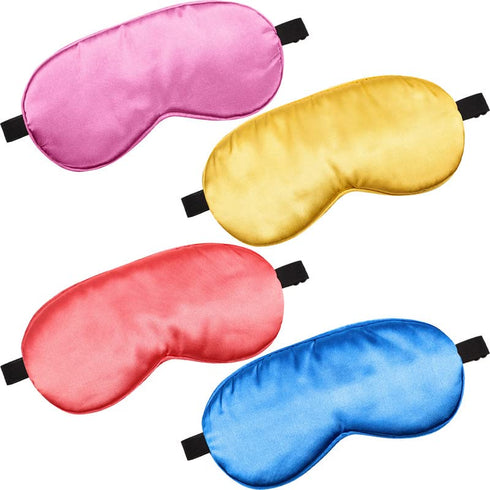 BBTO 4 Pcs Silk Sleep Eye Masks Smooth Soft Satin Eye Covers with Adjustable Strap Blindfold for Sleeping Blocking out Lights Travel Relaxation(Bl...