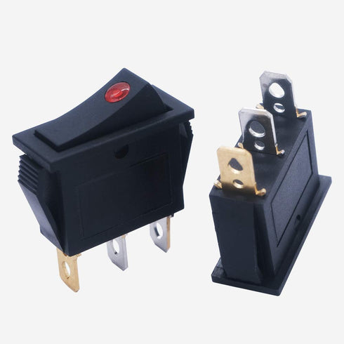mxuteuk 8pcs 12V Illuminated Rocker Switch Toggle Power SPST ON-Off Switch Snap-in 3 Pin 2 Position Red Yellow Green Blue LED Light, Use for Car A...