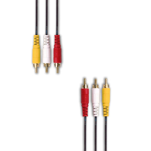 SatelliteSale 3 Male to 3 Male RCA Audio Video AV Composite Cable Universal Wire PVC Black Cord 6 feet...