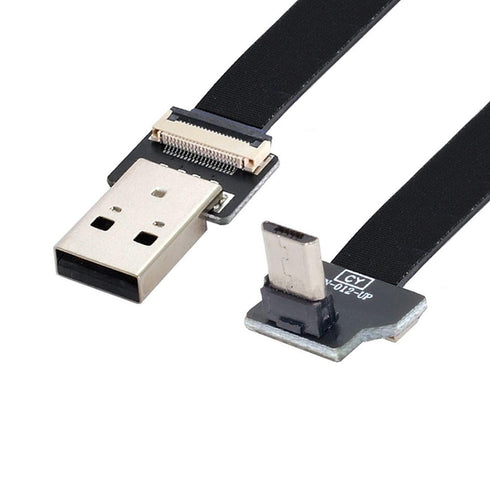 chenyang Micro USB Flat Cable USB 2.0 Male to Micro USB Male 90 Degree UP Angled Ribbon Flex Extension Cable Adapter 2.0M...