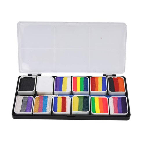 Rainbow Face Paint Split Cake Body Painting Professional 12 Colors Face Body Paint Kit Largest Oil Based Hypoallergenic Neon Face Painting Palette...