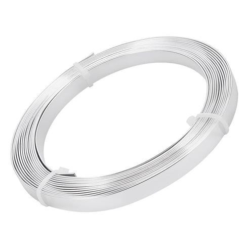 BENECREAT 16.5 Feet 10mm Wide Flat Jewelry Craft Wire 18 Gauge Aluminum Wire for Bezel, Sculpting, Armature, Jewelry Making - Silver...