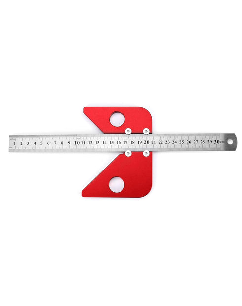 QWORK Center Scribe Gauge, Aluminum Center Finder Ruler, 45/90° Liner & Circle Center Scribe Marker Center Measuring Tool with Detachable Ruler...